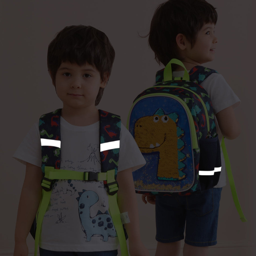Mochila Infantil Reversible de Lentejuelas — Dinosaurio