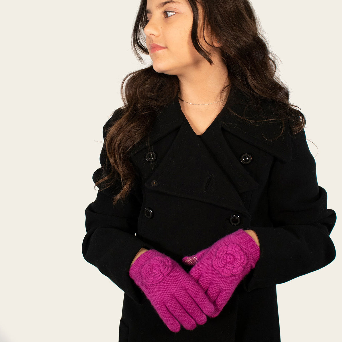 Guantes Táctiles Infantiles con Flor