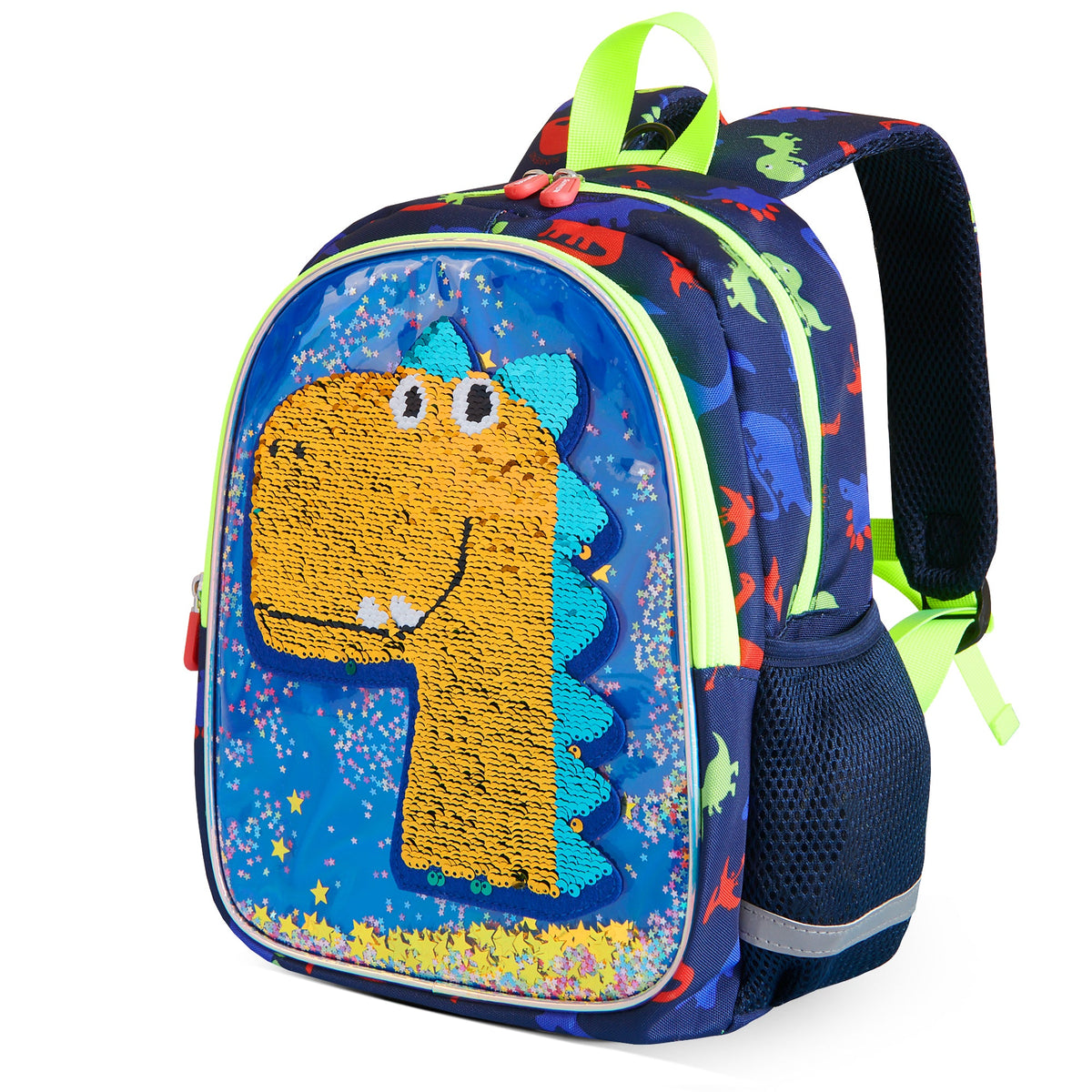 Mochila Infantil Reversible de Lentejuelas — Dinosaurio